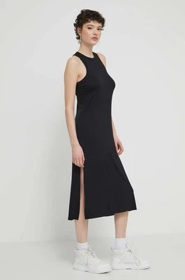 Volcom sukienka kolor czarny midi rozkloszowana
