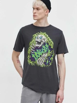 Volcom t-shirt bawełniany męski kolor szary z nadrukiem