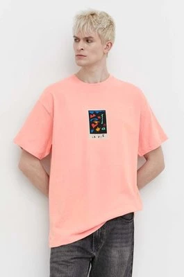 Volcom t-shirt bawełniany x ARTHUR LONGO męski kolor różowy z nadrukiem