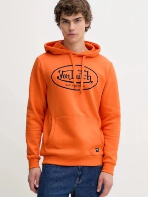 Von Dutch bluza męska kolor pomarańczowy z kapturem z nadrukiem VD.1.SWC.BRAND