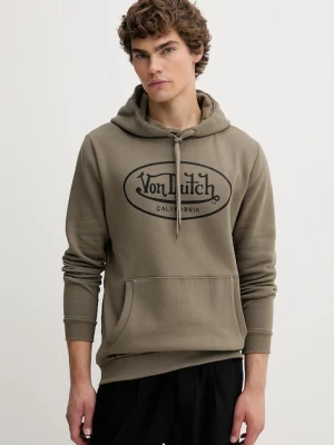 Von Dutch bluza męska kolor zielony z kapturem wzorzysta VD.1.SWZ.BRAND