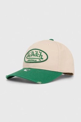 Von Dutch czapka z daszkiem bawełniana kolor zielony z aplikacją
