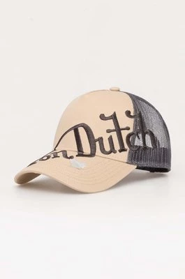 Von Dutch czapka z daszkiem kolor beżowy wzorzysta