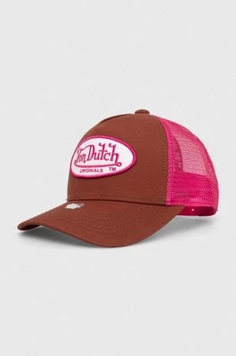 Von Dutch czapka z daszkiem kolor brązowy wzorzysta