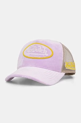 Von Dutch czapka z daszkiem TRUCKER KENT kolor fioletowy z aplikacją 7030459