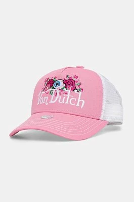 Von Dutch czapka z daszkiem TRUCKER MADISON kolor różowy z aplikacją 7030747