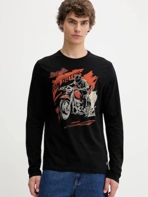 Von Dutch longsleeve bawełniany kolor czarny wzorzysty VD.1.TRL.SWIFT