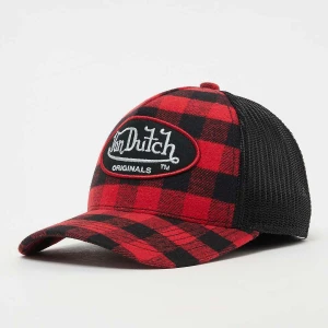 Von Dutch Originals Trucker Flannel Check  check red/black uniseks Czapki czerwony rozmiar Akcesoria
