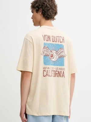 Von Dutch t-shirt bawełniany męski kolor beżowy wzorzysty VD.1.H.TR.LOS