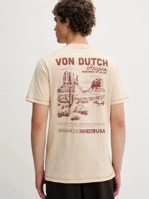 Von Dutch t-shirt bawełniany męski kolor beżowy z nadrukiem VD.1.TR.ARIZO