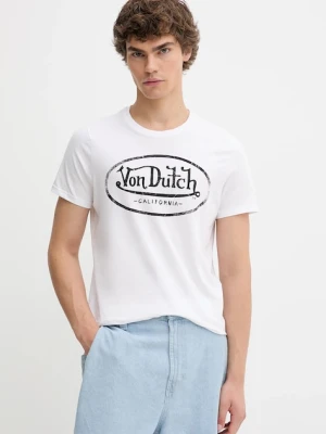 Von Dutch t-shirt bawełniany męski kolor biały wzorzysty VD.1.TRC.AARON