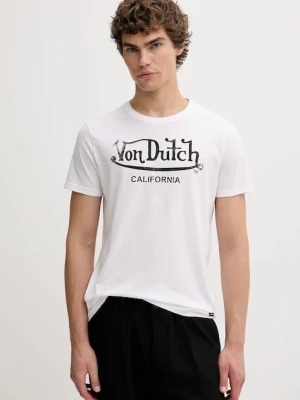 Von Dutch t-shirt bawełniany męski kolor biały wzorzysty VD.1.TSC.FIRST