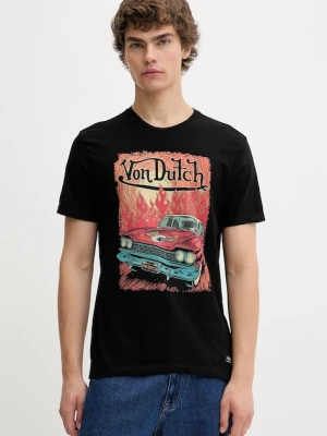 Von Dutch t-shirt bawełniany męski kolor czarny wzorzysty VD.1.TR.FLAME