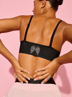 VSX Biustonosz sportowy z błyszczącego materiału VSX Featherweight Light GlossyTech Victoria's Secret Czarny