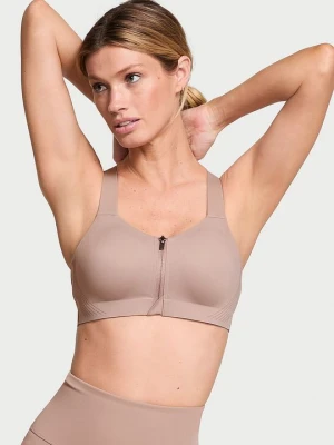 VSX Biustonosz sportowy z maksymalnym podtrzymaniem z suwakiem Knockout Front-Close Victoria's Secret Beżowy