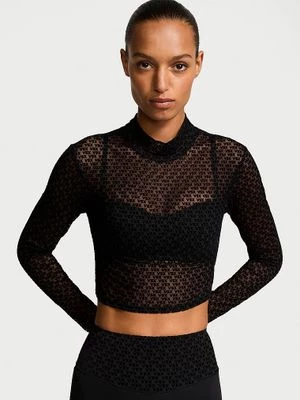 VSX Bluzka z długimi rękawami prześwitująca z logo VSX Logo Mesh Victoria's Secret