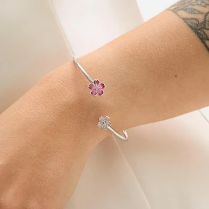 W.KRUK Bransoleta srebrna Kwiaty Nocy Wiśnia