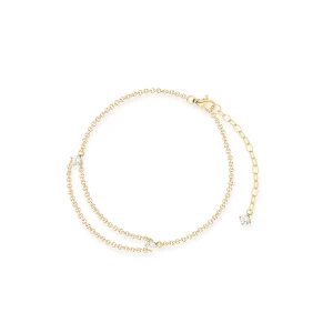 W.KRUK Bransoleta srebrna pozłacana z cyrkoniami