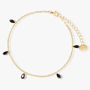 W.KRUK Bransoleta srebrna pozłacana z czarnymi cyrkoniami