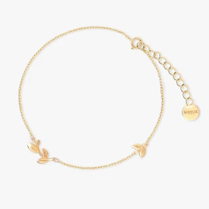 W.KRUK Bransoleta srebrna pozłacana z motywem roślinnym