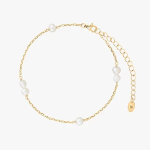 W.KRUK Bransoleta srebrna pozłacana z perłami