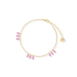 W.KRUK Bransoleta srebrna pozłacana z różowymi cyrkoniami