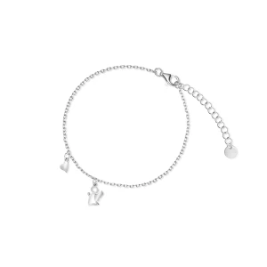 W.KRUK Bransoleta srebrna z aniołkiem i sercem
