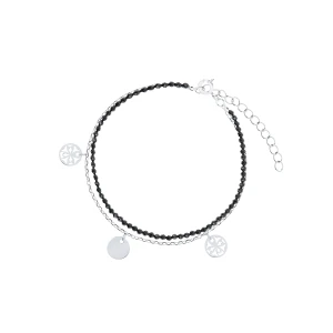 W.KRUK Bransoleta srebrna z czarnymi spinelami