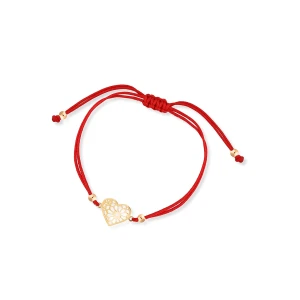 W.KRUK Bransoleta srebrna z czerwonym sznurkiem