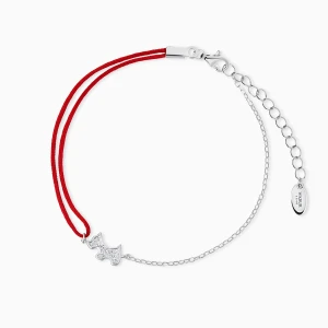 W.KRUK Bransoleta srebrna z czerwonym sznurkiem