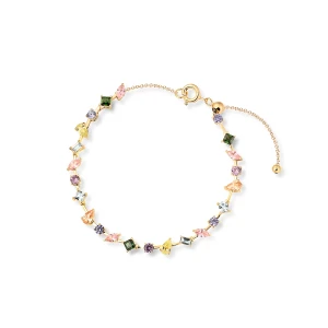 W.KRUK Bransoleta srebrna z kolorowymi cyrkoniami Mozaika