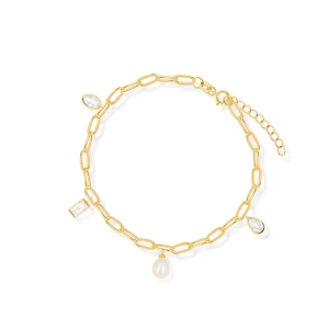 W.KRUK Bransoleta srebrna z perłą i cyrkoniami