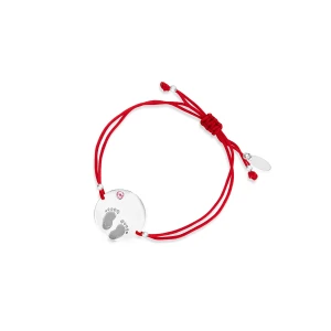 W.KRUK Bransoleta sznurkowa z różową cyrkonią