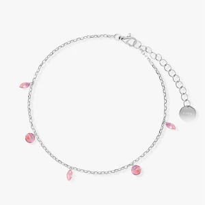 W.KRUK Bransoleta srebrna z różowymi cyrkoniami