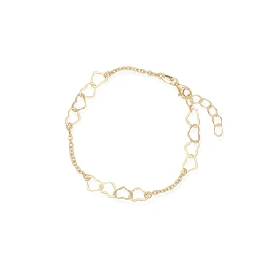 W.KRUK Bransoleta srebrna złocona z sercami