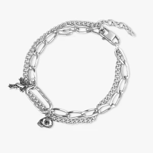 W.KRUK Bransoleta stalowa z motywem czaszki i krzyża