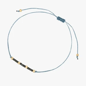 W.KRUK Bransoleta sznurkowa z niebieskimi koralikami