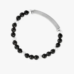 W.KRUK Bransoleta ze stali z onyksami