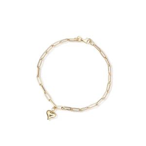 W.KRUK Bransoleta złota paper clip serce