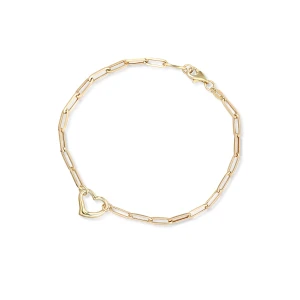 W.KRUK Bransoleta złota paper clip serce