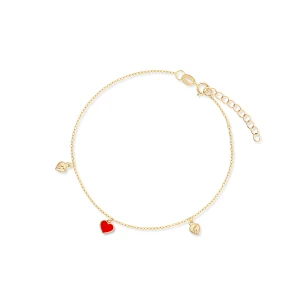 W.KRUK Bransoleta złota z czerwonym sercem
