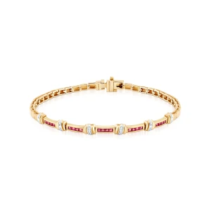 W.KRUK Bransoleta złota z diamentami i rubinami