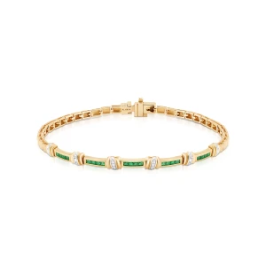 W.KRUK Bransoleta złota z diamentami i szmaragdami