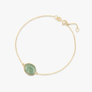 W.KRUK Bransoleta złota z zielonym awenturynem Saint Tropez