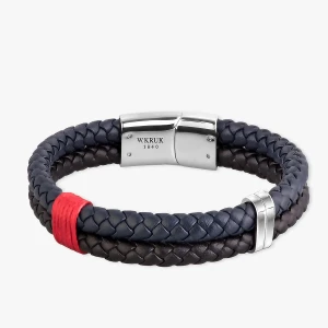 W.KRUK - Bransoletka skórzana z czerwoną ozdobą