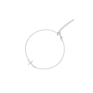 W.KRUK Bransoletka srebrna krzyżyk z cyrkoniami