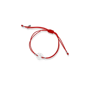 W.KRUK Bransoletka srebrna na czerwonym sznurku płatek śniegu