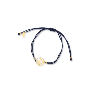 W.KRUK - Bransoletka srebrna na niebieskim sznurku kula ziemska