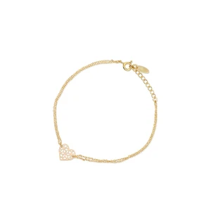 W.KRUK Bransoletka srebrna pozłacana ażurowa serce