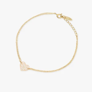 W.KRUK Bransoletka srebrna pozłacana ażurowa serce